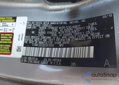 2011 Toyota Sienna Le V6 z USA, uszkodzony, nr VIN 5TDKK3DC2BS041559